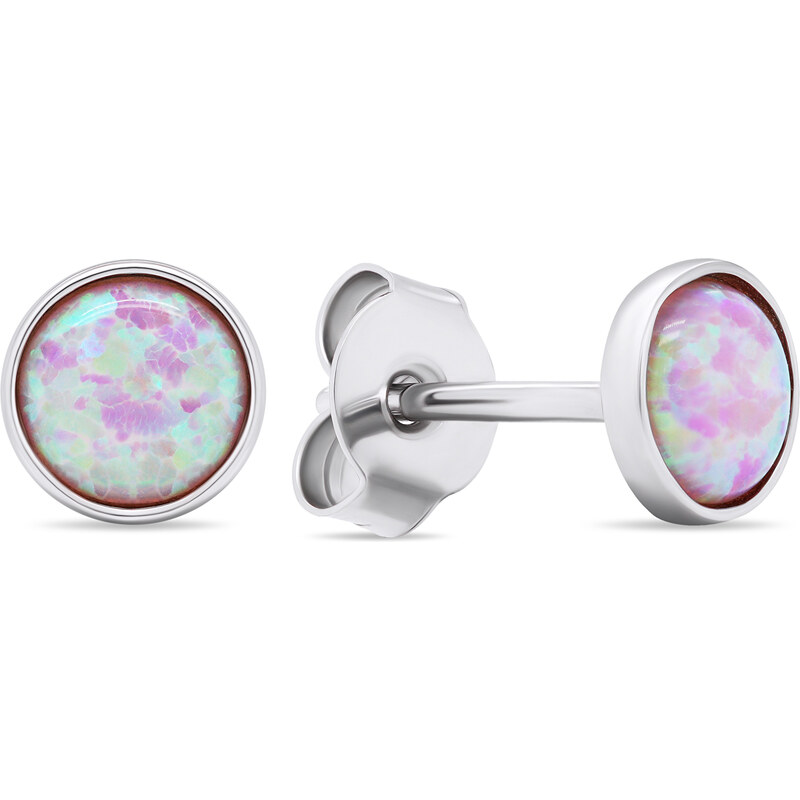 Brilio Silver Strieborné náušnice kôstky s ružovými syntetickými 66580649