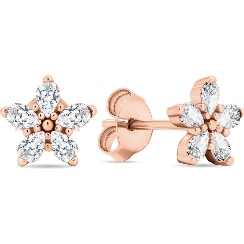 Brilio Silver Trblietavé bronzové náušnice s čírymi zirkónmi Kytičky 66579230