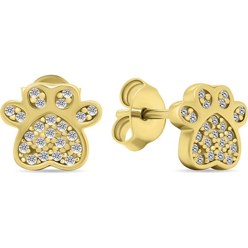 Brilio Silver Hravé pozlátené náušnice s čírymi zirkónmi Tlapičky 66614579