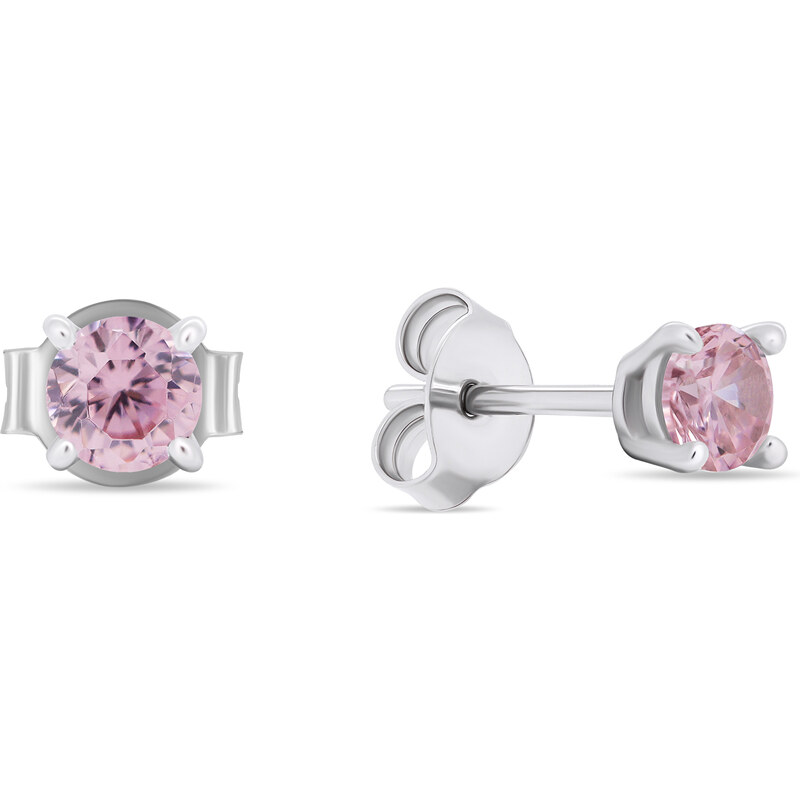 Brilio Silver Strieborné kôstkové náušnice so svetlo ružovými zirkónmi 66614575