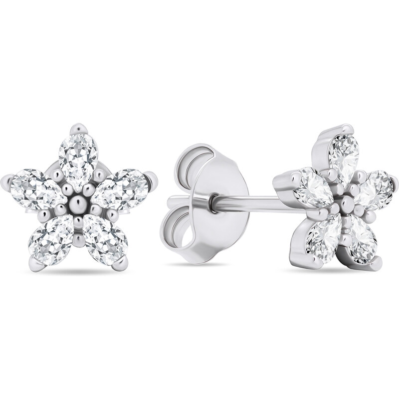 Brilio Silver Trblietavé strieborné náušnice s čírymi zirkónmi Kytičky 66593816
