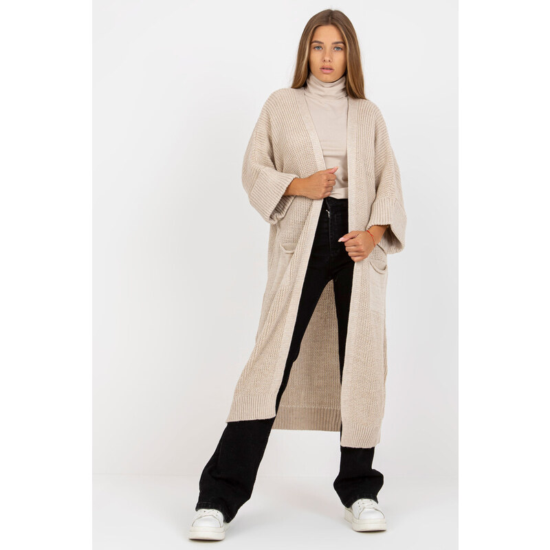 Glara Dlhý pletený kardigan s vlnou 36343347