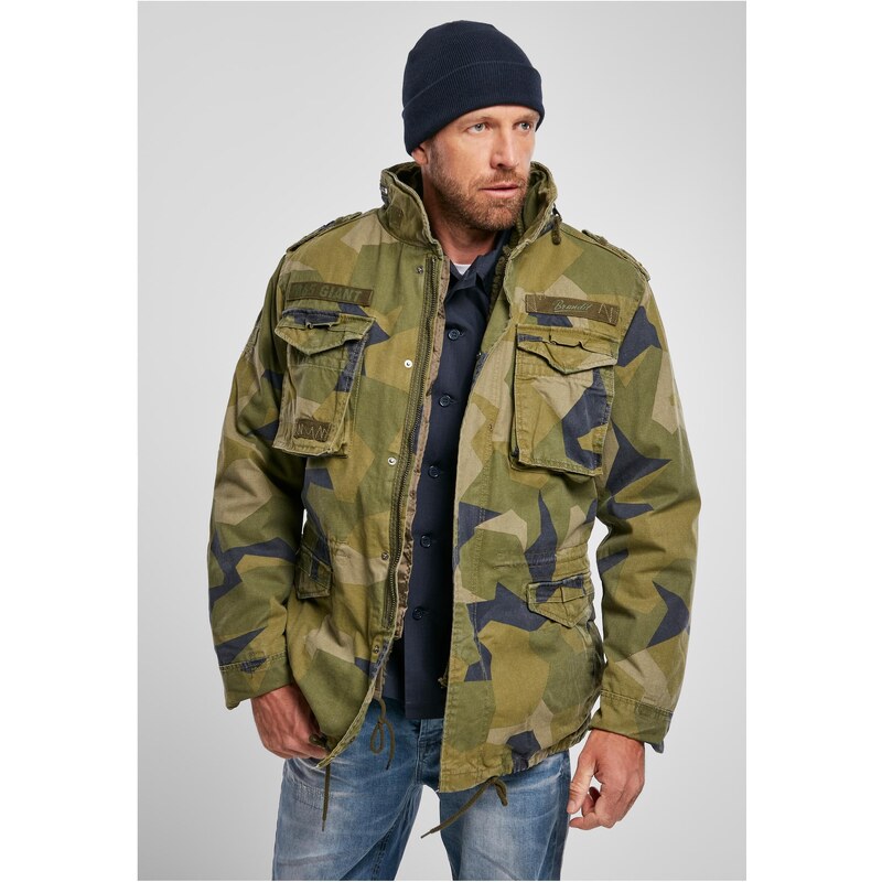 Brandit Pánska bunda Urban Classics M-65 Giant Swedisch Camo 50652282