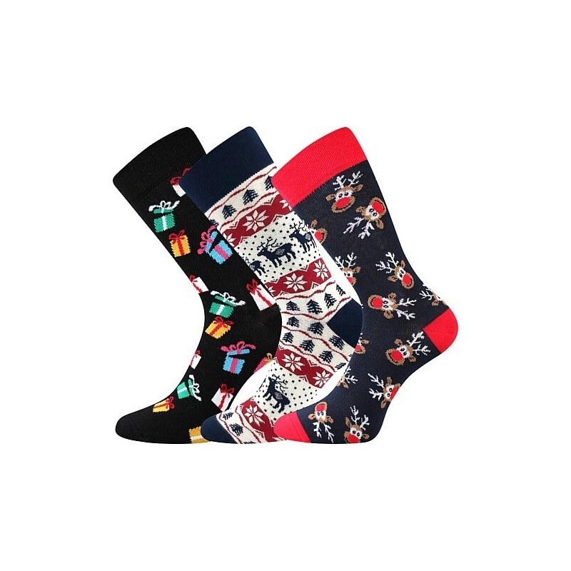 VIANOČNÍ veselé ponožky Boma - WHITE Mix farieb 35-38 3 páry 36364825