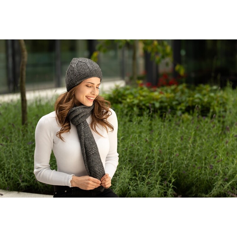 Paolo Peruzzi Dámska súprava čiapka + šál ZZ-09-GR | grafit ZZ-09-GR 36365366