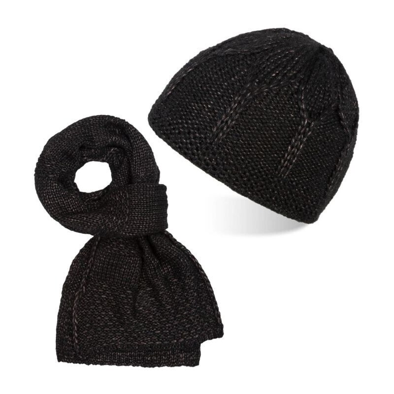 Paolo Peruzzi Dámska súprava čiapka + šál ZZ-09-BL | čierna ZZ-09-BL 36365367