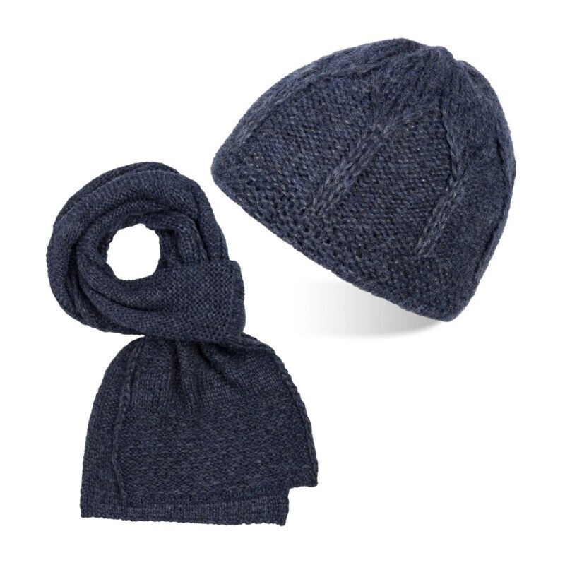 Paolo Peruzzi Dámska súprava čiapka + šál ZZ-09-DB | tmavomodrá ZZ-09 36365368