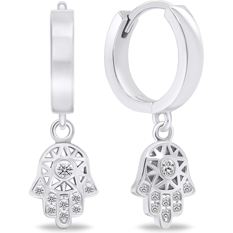 Brilio Silver Fashion strieborné kruhy Hamsa EA643W 66614596