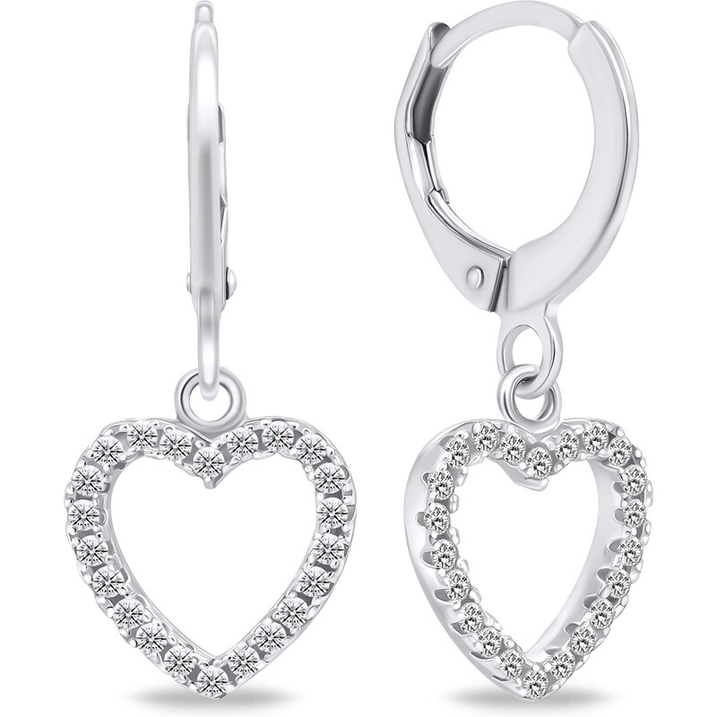 Brilio Silver Strieborné kruhové náušnice so srdiečkami EA645W 66584331