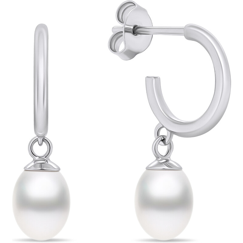 Brilio Silver Pôvabné kruhy s perlou EA649W 66591093