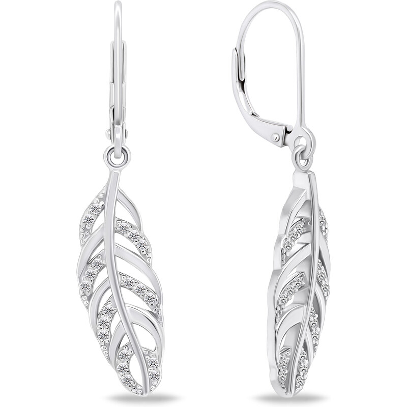 Brilio Silver Strieborné visiace náušnice Peříčko EA653W 66581445