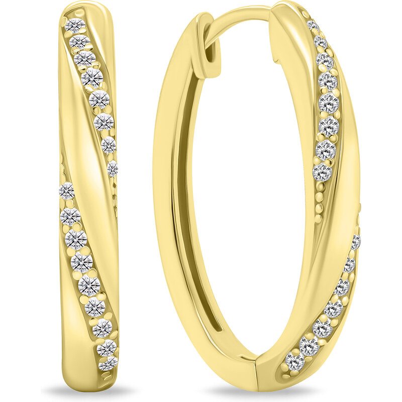 Brilio Silver Slušivé pozlátené oválne náušnice s čírymi zirkónmi 66585756