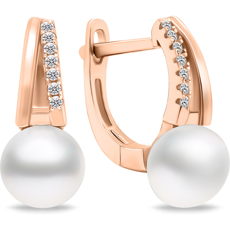 Brilio Silver Jedinečné bronzové náušnice s perlami a zirkónmi EA675R 66587044