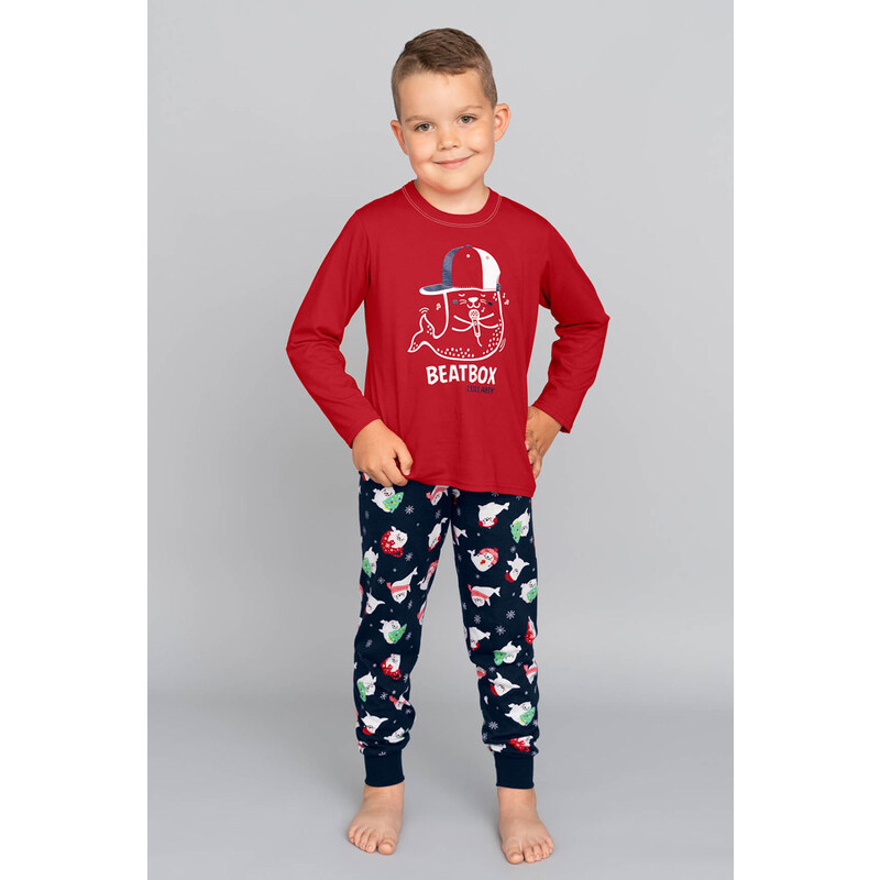 Italian Fashion Vianočné chlapčenské pyžamo Elder mega soft červené-128, Farba červená