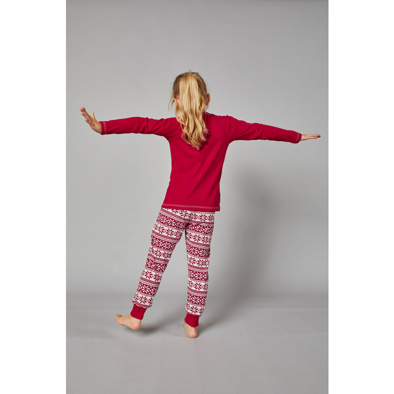 Italian Fashion Vianočné dievčenské pyžamo Arctica červené-140, Farba červená