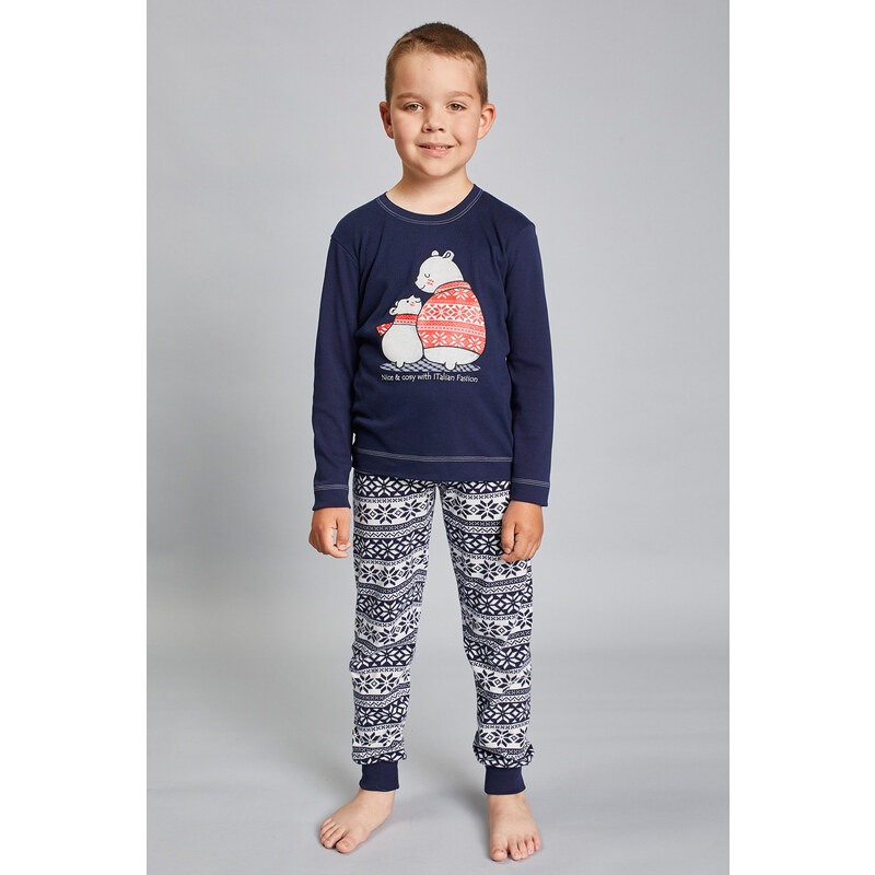 Italian Fashion Vianočné chlapčenské pyžamo Arctica tmavomodré-116, Farba tmavomodrá