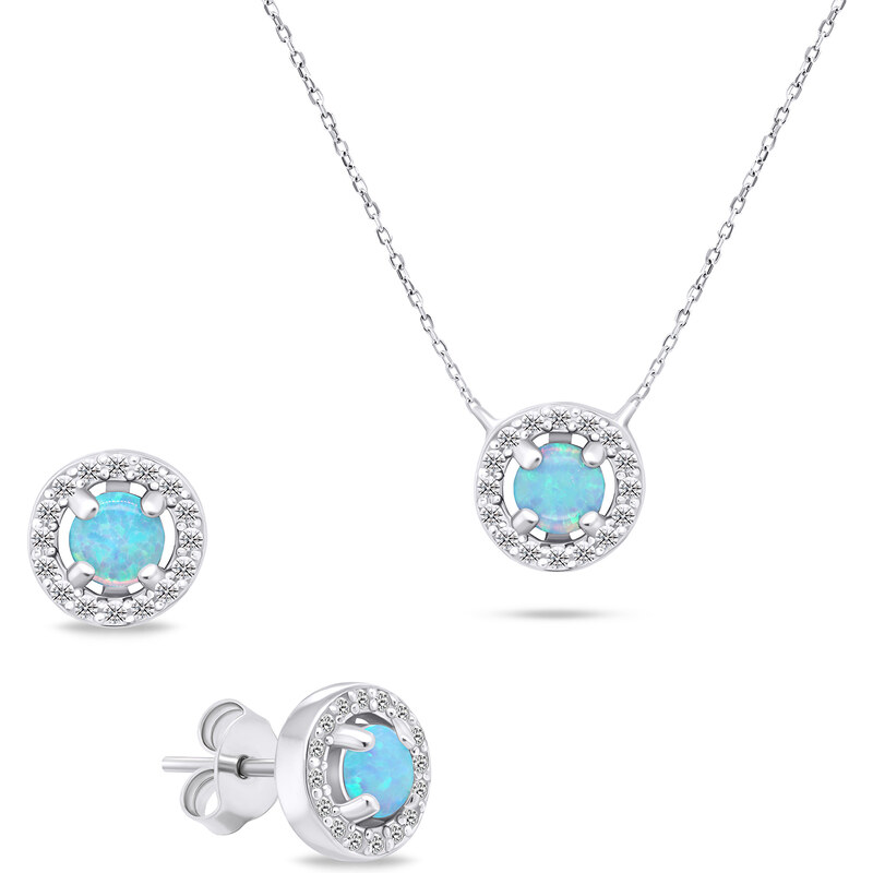 Brilio Silver Strieborný set šperkov so syntetickými opálmi SET225WLB 66589638