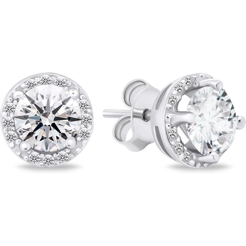 Brilio Silver Blyštivé strieborné náušnice so zirkónmi EA601W 66587326