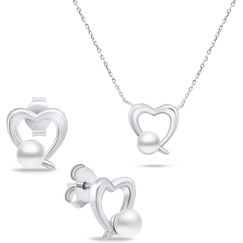 Brilio Silver Strieborný set šperkov Srdce s pravými perlami SET234W 66592984