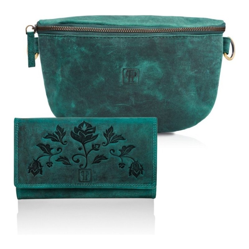 Paolo Peruzzi Dámsky set ľadvinka + peňaženka ZUP-56-GR | zelená ZUP 36411687