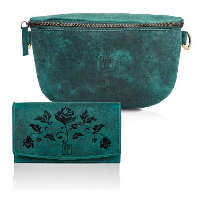 Paolo Peruzzi Dámský set ľadvinka + peňaženka ZUP-55-GR | zelená ZUP 36411688