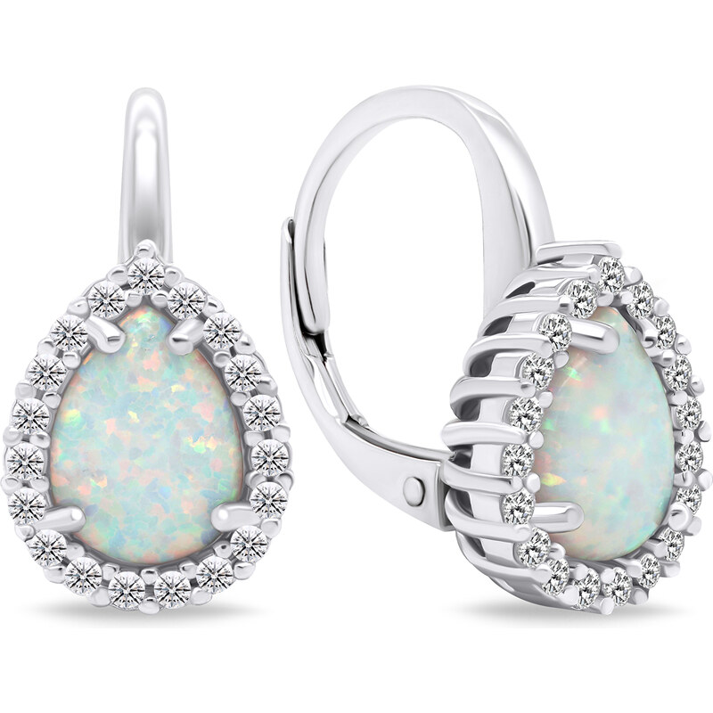 Brilio Silver Pôvabné strieborné náušnice so syntetickými opálmi 66595884