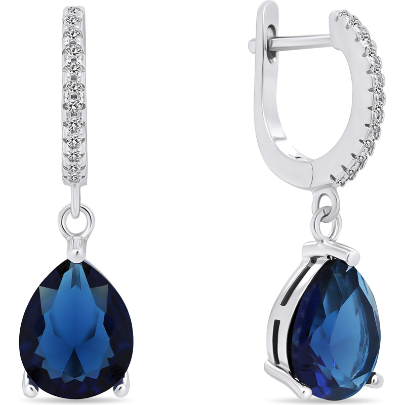 Brilio Silver Očarujúce strieborné náušnice s tmavomodrými zirkónmi 66615791