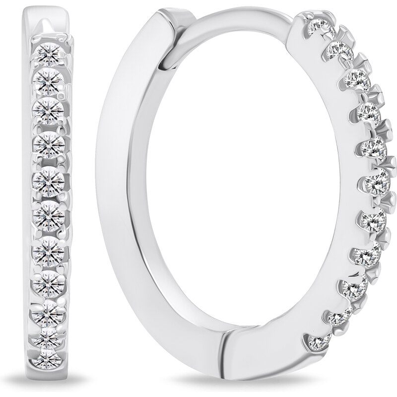 Brilio Silver Klasické strieborné kruhové náušnice so zirkónmi EA683W 66591985