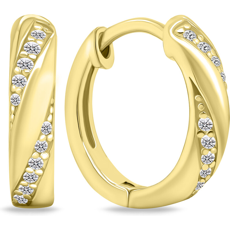 Brilio Silver Slušivé pozlátené kruhy s čírymi zirkónmi EA689Y 66596044