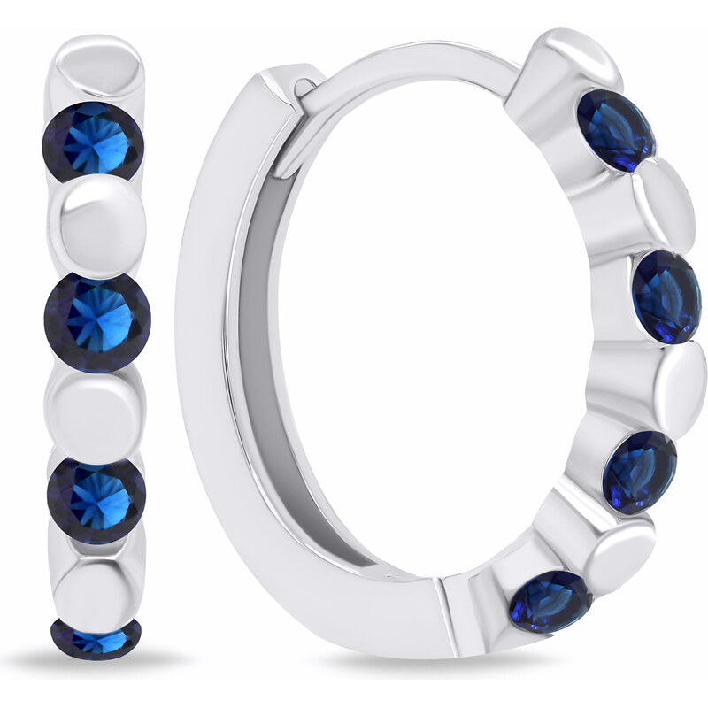 Brilio Silver Štýlové strieborné kruhy s tmavomodrými zirkónmi EA676WB 66615804