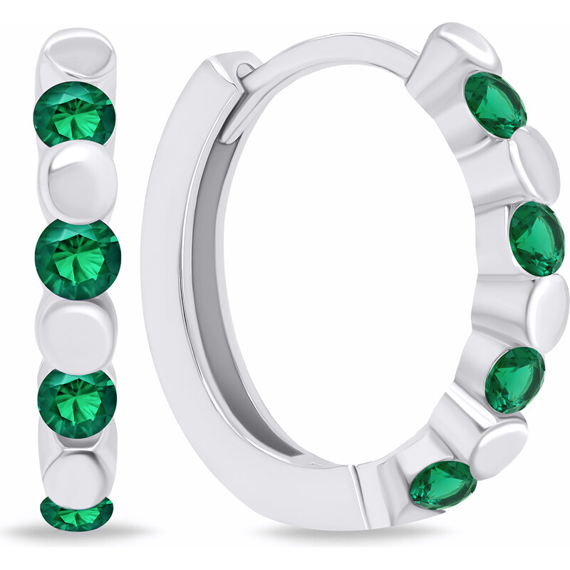 Brilio Silver Štýlové strieborné kruhy so zelenými zirkónmi EA676WG 66589470