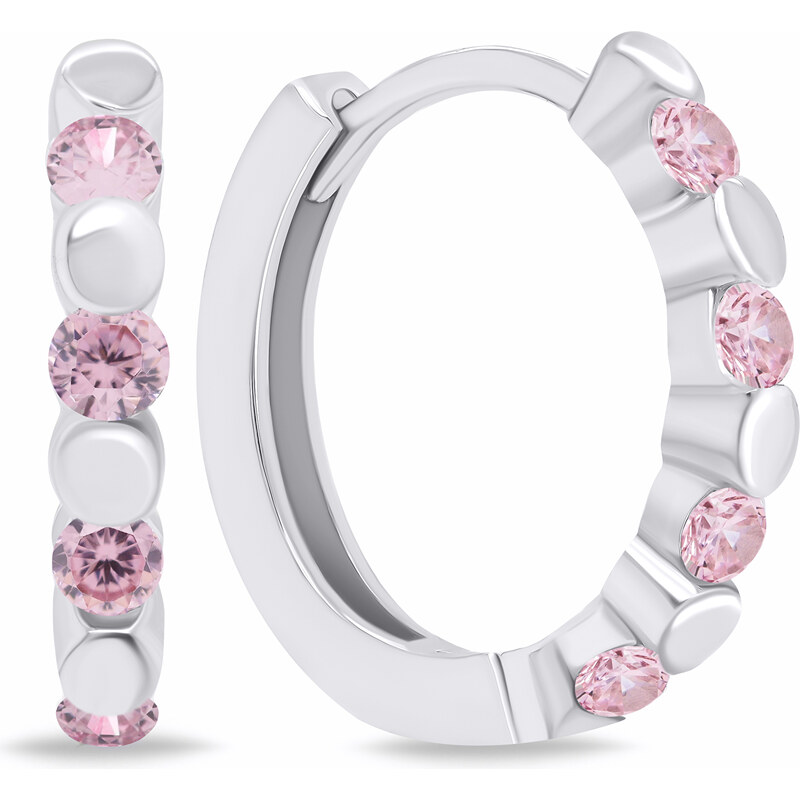 Brilio Silver Štýlové strieborné kruhy s ružovými zirkónmi EA676WP 66594316