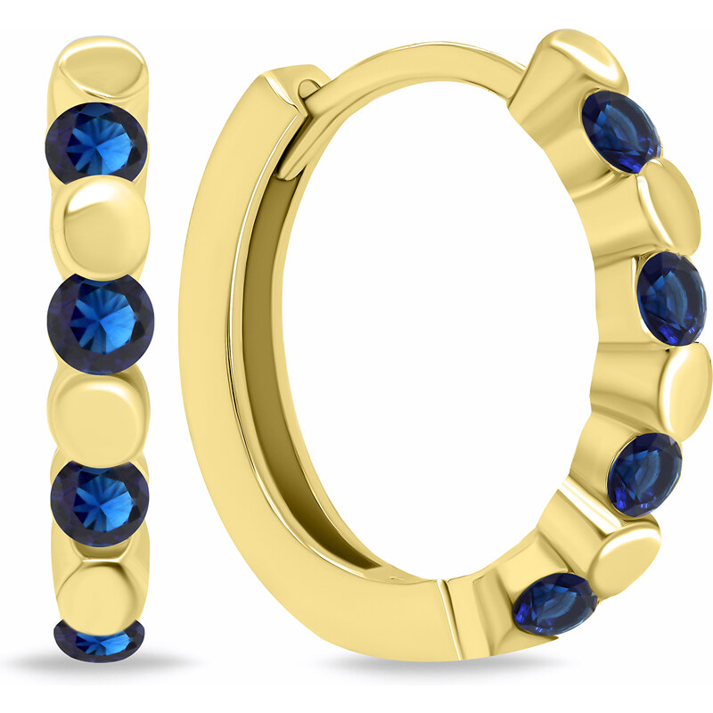 Brilio Silver Štýlové pozlátené kruhy s tmavomodrými zirkónmi EA676YB 66583247