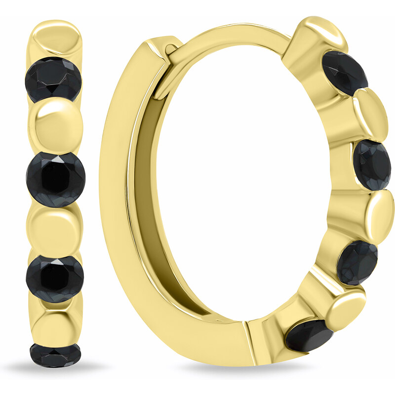 Brilio Silver Štýlové pozlátené kruhy s čiernymi zirkónmi EA676YBC 66586335
