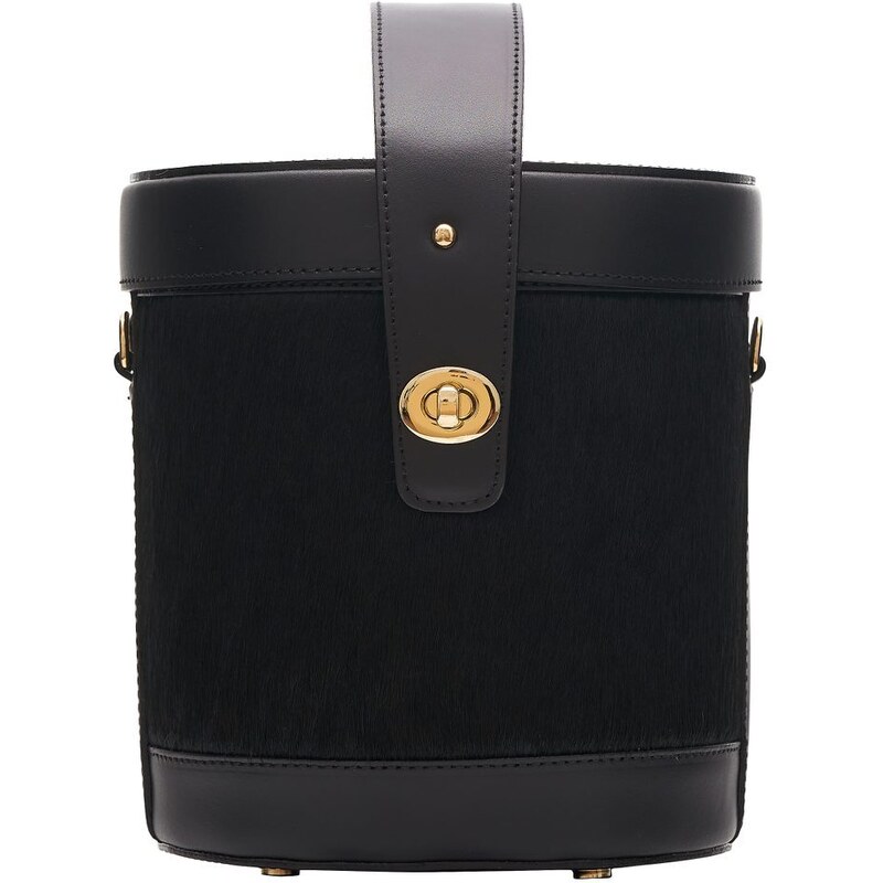 Glamorous by GLAM Dámska kožená kabelka so srsťou - čierna 36414519