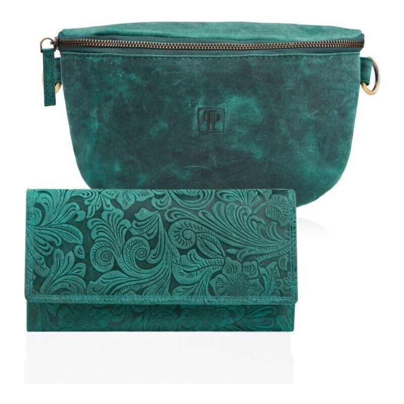 Paolo Peruzzi Dámsky set ľadvinka + peňaženka ZUP-59-GR | zelená ZUP 36416888