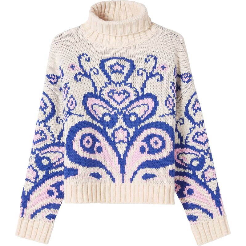 Bershka Sveter nebielená / modrá / ružová 66381264