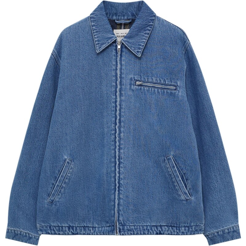 Pull&Bear Prechodná bunda modrá denim 58259025