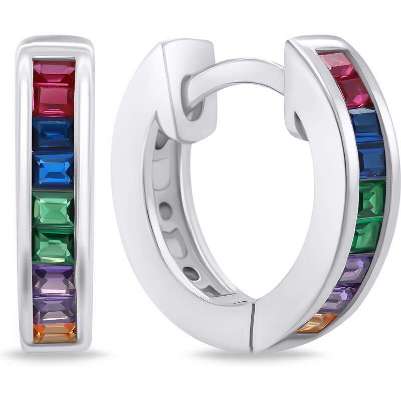 Brilio Silver Štýlové strieborné kruhy s farebnými zirkónmi EA664WRBW 66585146