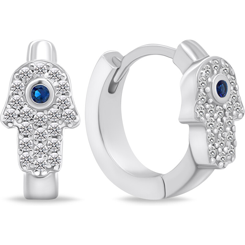 Brilio Silver Moderné strieborné kruhové náušnice Hamsa EA667W 66593680