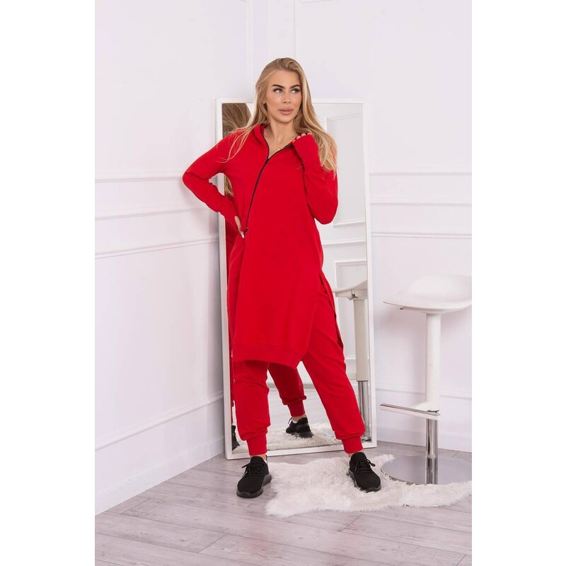 MladaModa Tepláková súprava s asymetrickou mikinou model 9365 červená 36430892