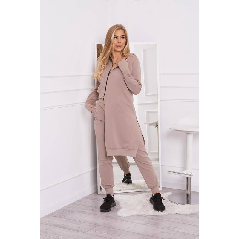 MladaModa Tepláková súprava s asymetrickou mikinou model 9365 tmavá 36430896