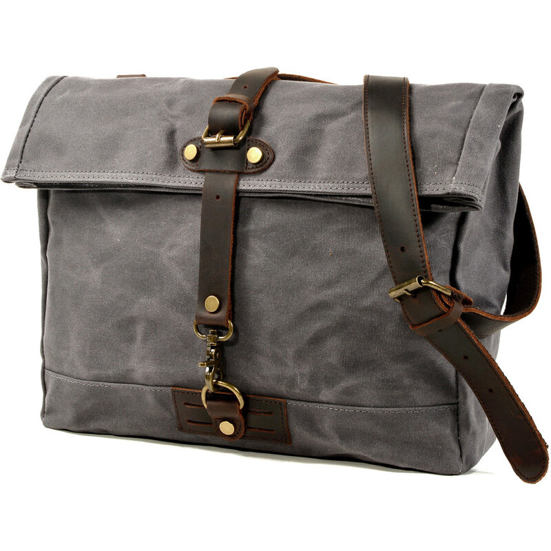 Glara Vintage plátená kabelka s kožou 36988223