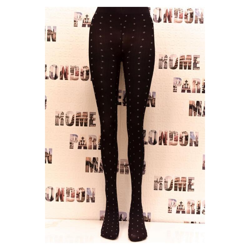 AURA.VIA Vzorované čierne pančuchy OPAQUE TIGHT 36442750