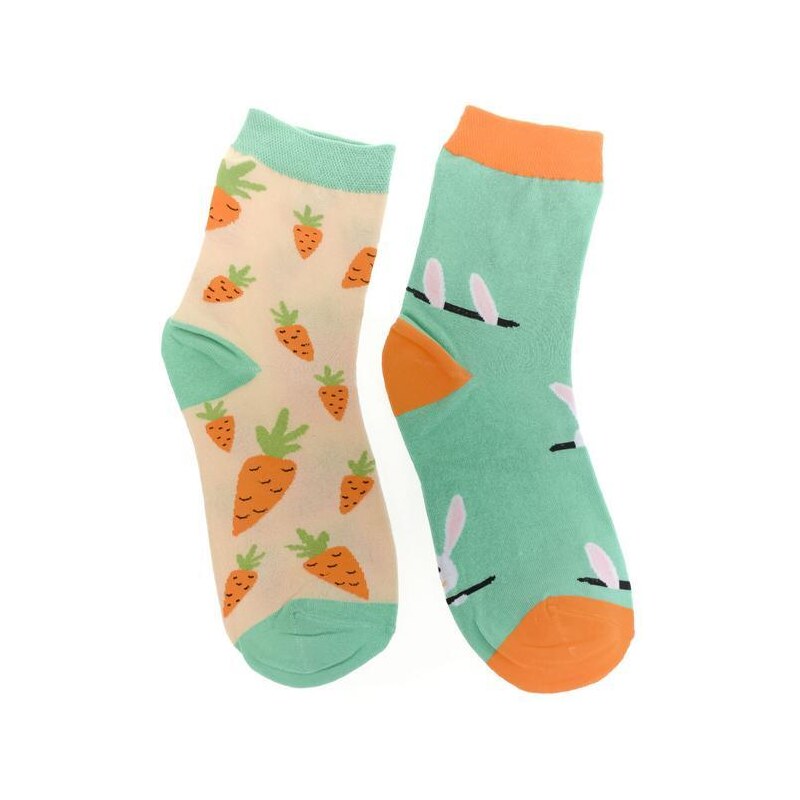 AURA.VIA Zelené ponožky DUO MRKVA 36442880