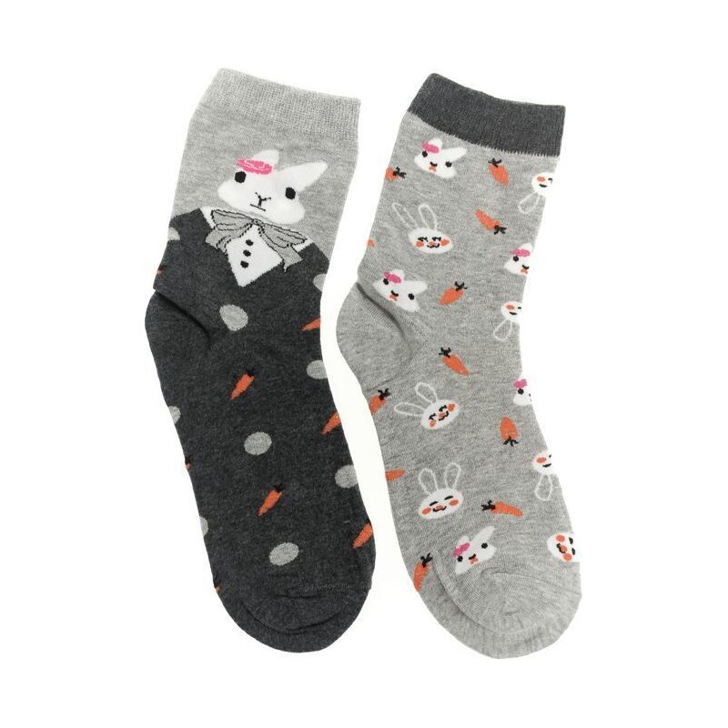 AURA.VIA Sivé ponožky DUO ZAJKO 36442881