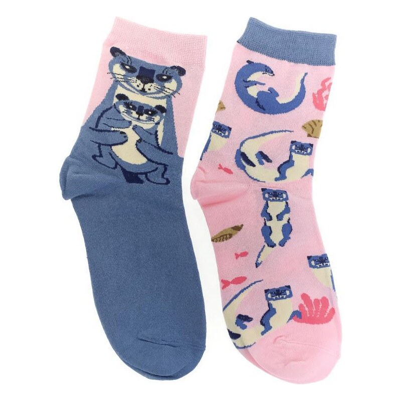 AURA.VIA Ružovo-modré ponožky DUO 36442884