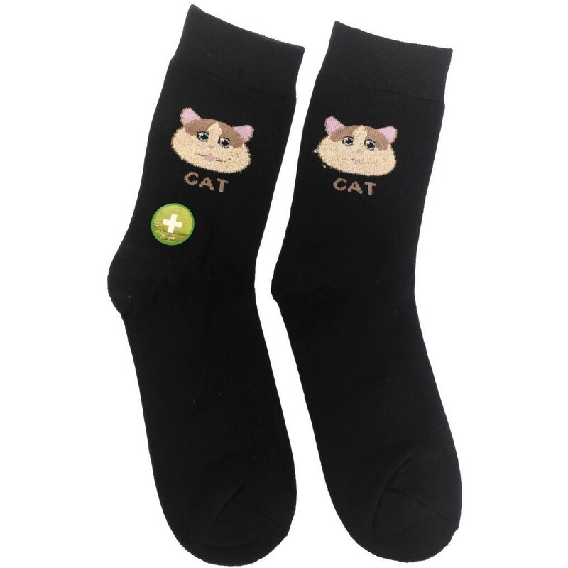 AURA.VIA Čierne ponožky BAMBOO CAT