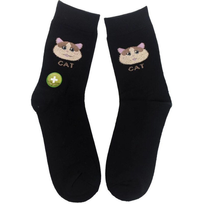 AURA.VIA Čierne ponožky BAMBOO CAT