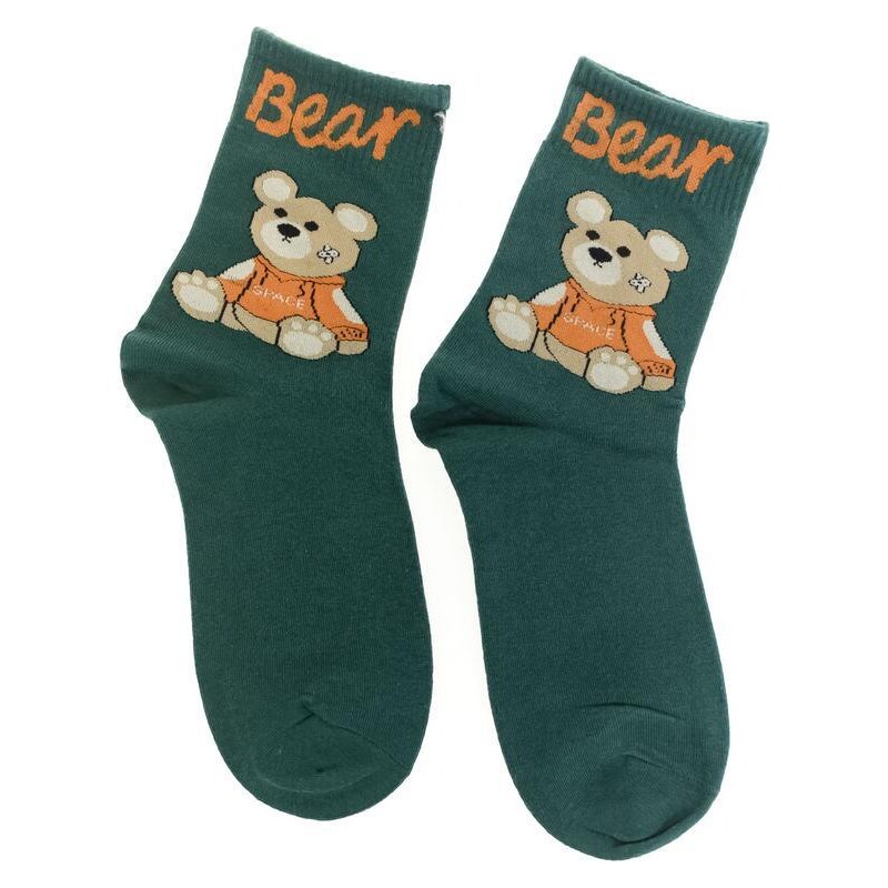 AURA.VIA Tmavozelené ponožky BEAR 36443091